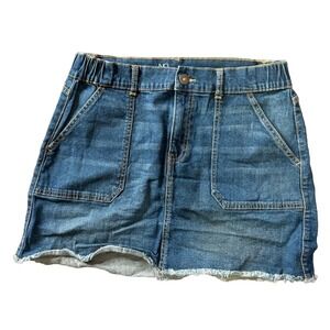 No Boundaries Skirt L 11-13 Denim Hi Rise Dark Wash Frayed Hem Juniors Womens